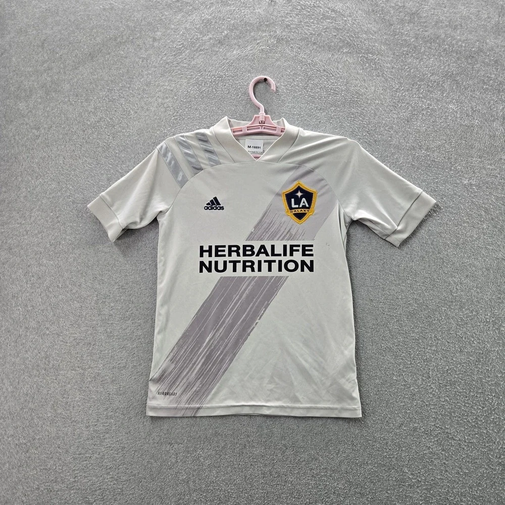 LA Galaxy Boys Jersey M White Adidas Graphic Team Crest AEROREADY‎ Home 2021
